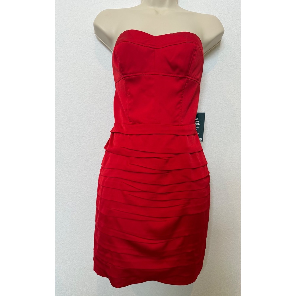 Express Red Strapless Ruffle Tiered Cocktail‎ Mini Dress Size 6 NWT Bodycon HOCO